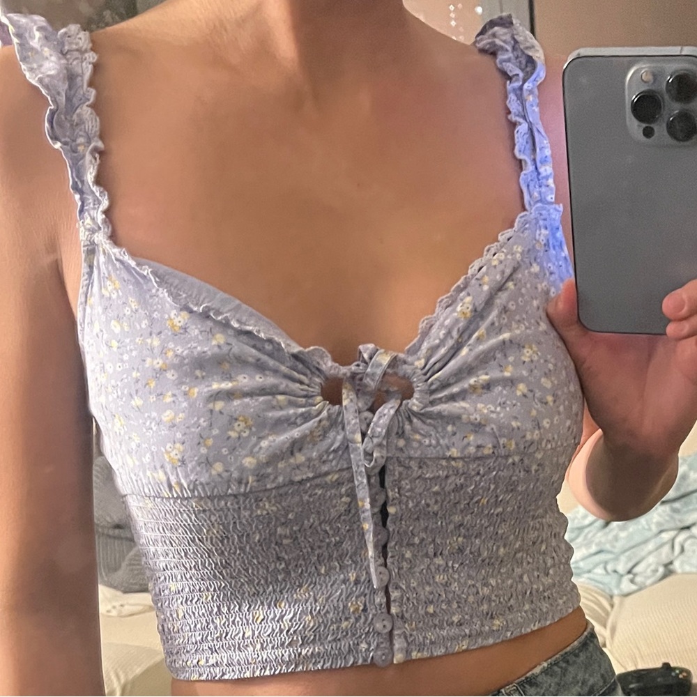 Baby blue floral crop top